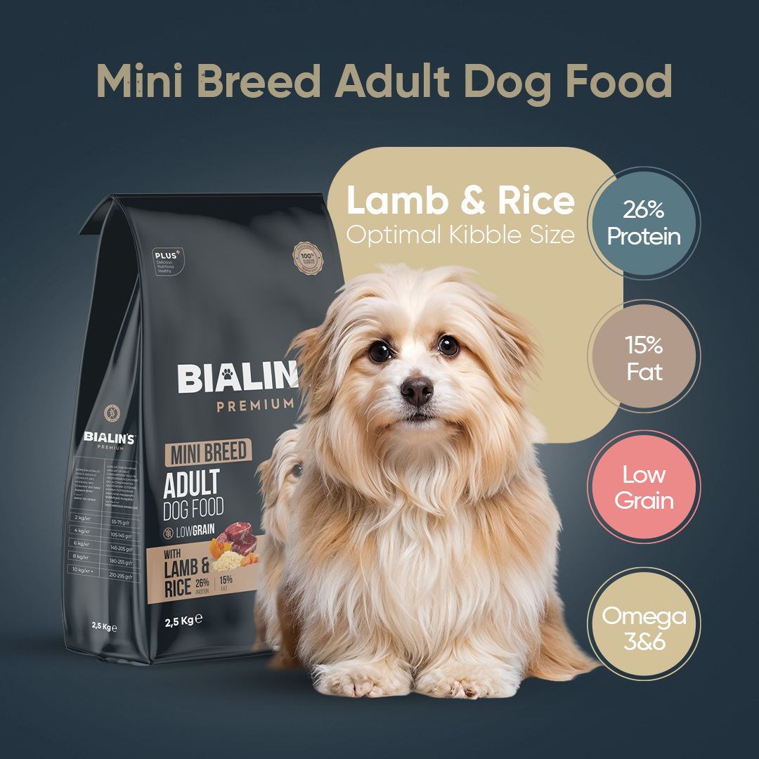 Bialins Premium Mini Breed Yetişkin Köpek Maması Kuzu & Pirinçli 2.5kg