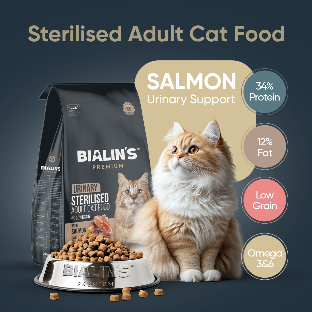 Bialins Premium Kısırlaştırılmış Kedi Maması Somonlu 3Kg